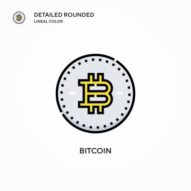 Bitcoin vektör simgesi. Modern vektör illüstrasyon kavramları. Düzenlemesi ve kişiselleştirmesi kolay.