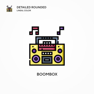 Boombox vektör simgesi. Modern vektör illüstrasyon kavramları. Düzenlemesi ve kişiselleştirmesi kolay.