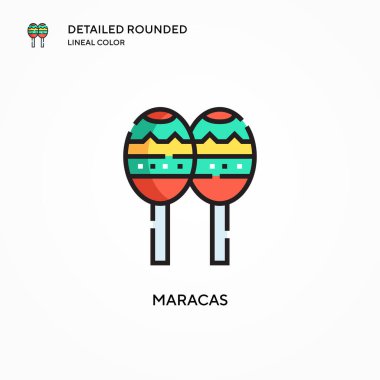 Maracas vektör simgesi. Modern vektör illüstrasyon kavramları. Düzenlemesi ve kişiselleştirmesi kolay.
