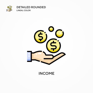 Gelir vektör simgesi. Modern vektör illüstrasyon kavramları. Düzenlemesi ve kişiselleştirmesi kolay.
