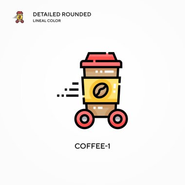 Kahve-1 vektör simgesi. Modern vektör illüstrasyon kavramları. Düzenlemesi ve kişiselleştirmesi kolay.