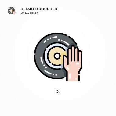 DJ vektör simgesi. Modern vektör illüstrasyon kavramları. Düzenlemesi ve kişiselleştirmesi kolay.