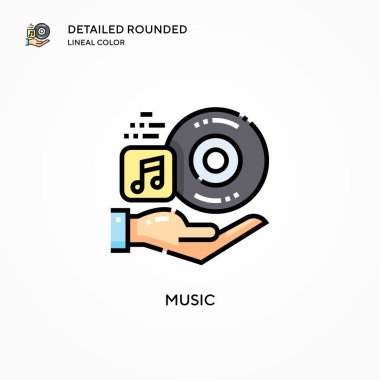 Müzik vektörü simgesi. Modern vektör illüstrasyon kavramları. Düzenlemesi ve kişiselleştirmesi kolay.