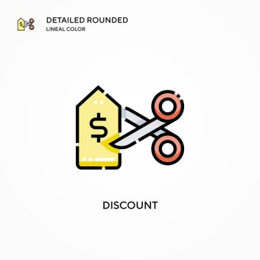 İndirimli vektör simgesi. Modern vektör illüstrasyon kavramları. Düzenlemesi ve kişiselleştirmesi kolay.