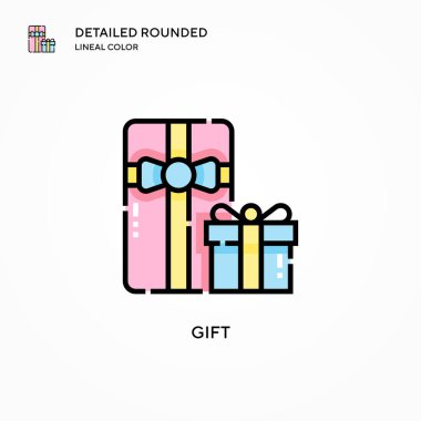 Hediye vektör simgesi. Modern vektör illüstrasyon kavramları. Düzenlemesi ve kişiselleştirmesi kolay.