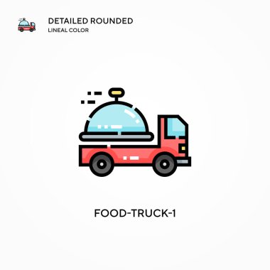 Yemek kamyonu-1 vektör ikonu. Modern vektör illüstrasyon kavramları. Düzenlemesi ve kişiselleştirmesi kolay.
