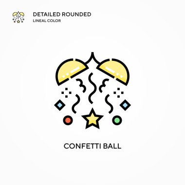 Konfeti topu vektör simgesi. Modern vektör illüstrasyon kavramları. Düzenlemesi ve kişiselleştirmesi kolay.
