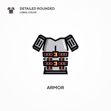 Zırh vektör simgesi. Modern vektör illüstrasyon kavramları. Düzenlemesi ve kişiselleştirmesi kolay.