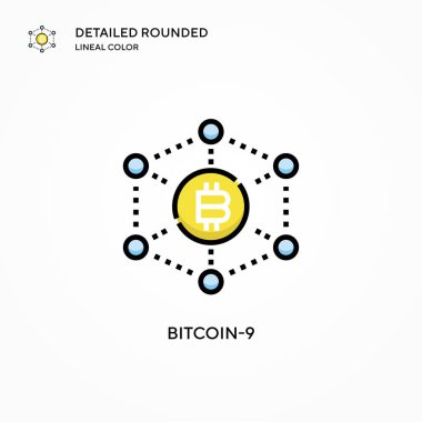Bitcoin-9 vektör simgesi. Modern vektör illüstrasyon kavramları. Düzenlemesi ve kişiselleştirmesi kolay.