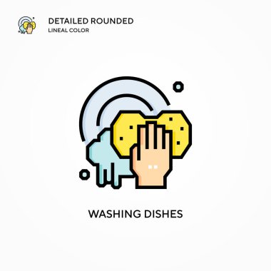 Bulaşık yıkama vektör simgesi. Modern vektör illüstrasyon kavramları. Düzenlemesi ve kişiselleştirmesi kolay.