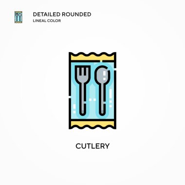 Çatal bıçak vektör simgesi. Modern vektör illüstrasyon kavramları. Düzenlemesi ve kişiselleştirmesi kolay.