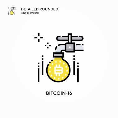 Bitcoin-16 vektör simgesi. Modern vektör illüstrasyon kavramları. Düzenlemesi ve kişiselleştirmesi kolay.
