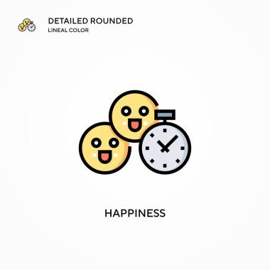 Mutluluk vektör simgesi. Modern vektör illüstrasyon kavramları. Düzenlemesi ve kişiselleştirmesi kolay.