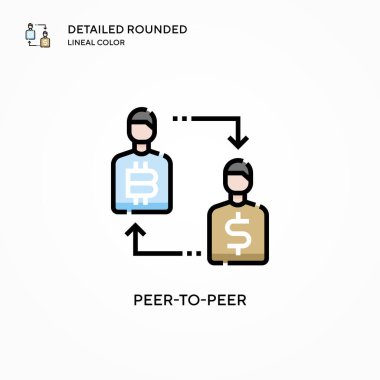 Peer-to-peer vektör simgesi. Modern vektör illüstrasyon kavramları. Düzenlemesi ve kişiselleştirmesi kolay.