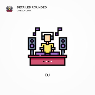 DJ vektör simgesi. Modern vektör illüstrasyon kavramları. Düzenlemesi ve kişiselleştirmesi kolay.