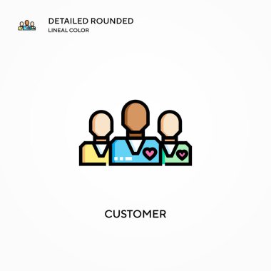 Müşteri vektör simgesi. Modern vektör illüstrasyon kavramları. Düzenlemesi ve kişiselleştirmesi kolay.