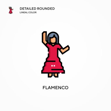 Flamenko vektör simgesi. Modern vektör illüstrasyon kavramları. Düzenlemesi ve kişiselleştirmesi kolay.