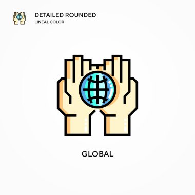 Küresel vektör simgesi. Modern vektör illüstrasyon kavramları. Düzenlemesi ve kişiselleştirmesi kolay.