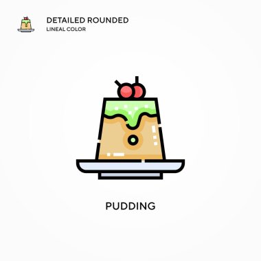 Puding vektör simgesi. Modern vektör illüstrasyon kavramları. Düzenlemesi ve kişiselleştirmesi kolay.