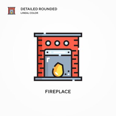 Şömine vektör simgesi. Modern vektör illüstrasyon kavramları. Düzenlemesi ve kişiselleştirmesi kolay.