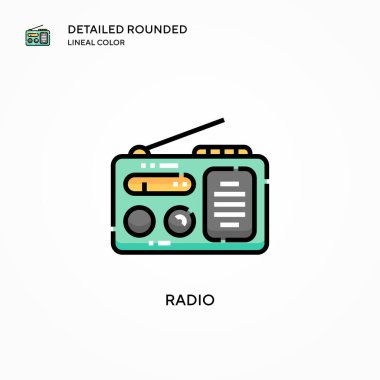 Radyo vektör simgesi. Modern vektör illüstrasyon kavramları. Düzenlemesi ve kişiselleştirmesi kolay.