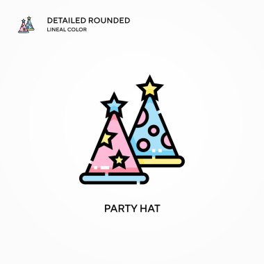 Parti şapka vektör simgesi. Modern vektör illüstrasyon kavramları. Düzenlemesi ve kişiselleştirmesi kolay.