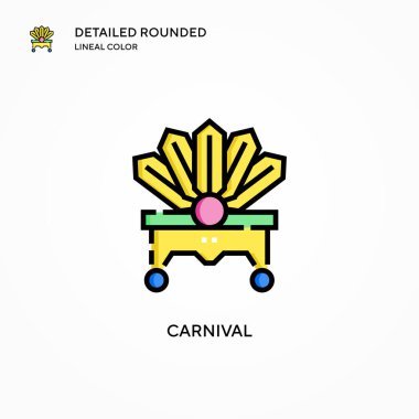 Karnaval vektör simgesi. Modern vektör illüstrasyon kavramları. Düzenlemesi ve kişiselleştirmesi kolay.