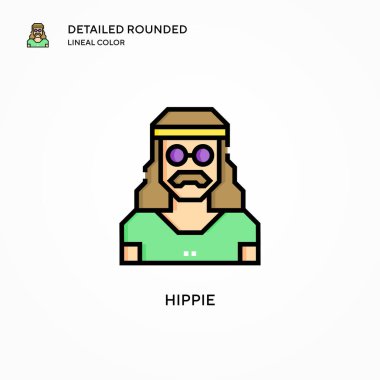 Hippi vektör simgesi. Modern vektör illüstrasyon kavramları. Düzenlemesi ve kişiselleştirmesi kolay.