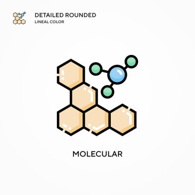 Moleküler vektör simgesi. Modern vektör illüstrasyon kavramları. Düzenlemesi ve kişiselleştirmesi kolay.