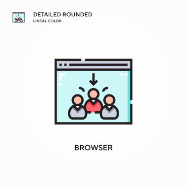 Tarayıcı vektör simgesi. Modern vektör illüstrasyon kavramları. Düzenlemesi ve kişiselleştirmesi kolay.