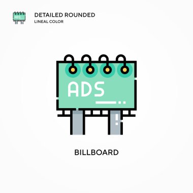 Reklam panosu vektör simgesi. Modern vektör illüstrasyon kavramları. Düzenlemesi ve kişiselleştirmesi kolay.