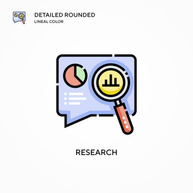 Araştırma vektör simgesi. Modern vektör illüstrasyon kavramları. Düzenlemesi ve kişiselleştirmesi kolay.