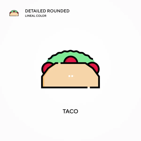 Ícone Vetorial Taco Conceitos Modernos Ilustração Vetorial Fácil Editar Personalizar — Vetor de Stock