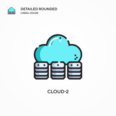 Bulut-2 vektör simgesi. Modern vektör illüstrasyon kavramları. Düzenlemesi ve kişiselleştirmesi kolay.