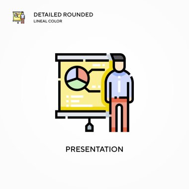 Sunum vektör simgesi. Modern vektör illüstrasyon kavramları. Düzenlemesi ve kişiselleştirmesi kolay.