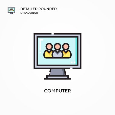 Bilgisayar vektör simgesi. Modern vektör illüstrasyon kavramları. Düzenlemesi ve kişiselleştirmesi kolay.