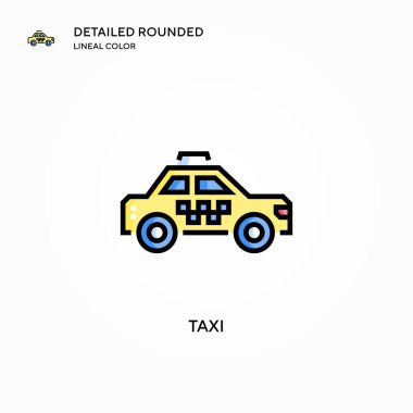 Taksi vektör simgesi. Modern vektör illüstrasyon kavramları. Düzenlemesi ve kişiselleştirmesi kolay.