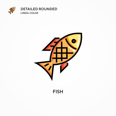 Balık vektör simgesi. Modern vektör illüstrasyon kavramları. Düzenlemesi ve kişiselleştirmesi kolay.