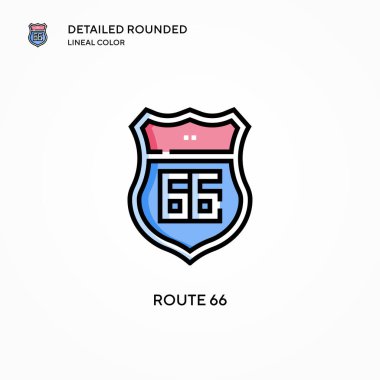 Route 66 vektör simgesi. Modern vektör illüstrasyon kavramları. Düzenlemesi ve kişiselleştirmesi kolay.