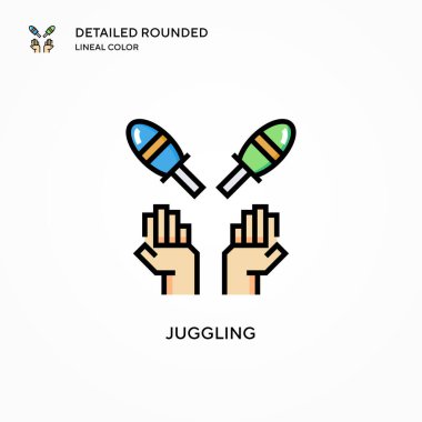 Vektör simgesi jonglörlüğü. Modern vektör illüstrasyon kavramları. Düzenlemesi ve kişiselleştirmesi kolay.