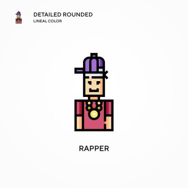 Rapçi vektör ikonu. Modern vektör illüstrasyon kavramları. Düzenlemesi ve kişiselleştirmesi kolay.