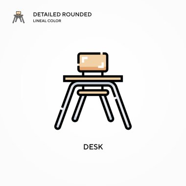 Masa vektör simgesi. Modern vektör illüstrasyon kavramları. Düzenlemesi ve kişiselleştirmesi kolay.
