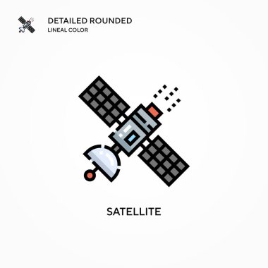 Uydu vektör simgesi. Modern vektör illüstrasyon kavramları. Düzenlemesi ve kişiselleştirmesi kolay.