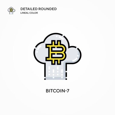 Bitcoin-7 vektör simgesi. Modern vektör illüstrasyon kavramları. Düzenlemesi ve kişiselleştirmesi kolay.