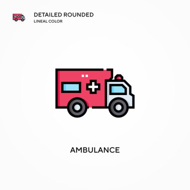 Ambulans vektör simgesi. Modern vektör illüstrasyon kavramları. Düzenlemesi ve kişiselleştirmesi kolay.