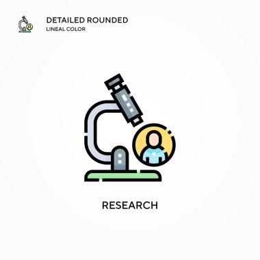 Araştırma vektör simgesi. Modern vektör illüstrasyon kavramları. Düzenlemesi ve kişiselleştirmesi kolay.