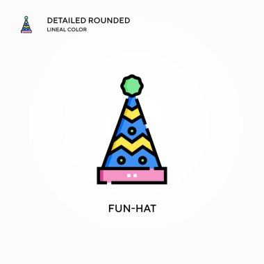 Komik şapka vektör simgesi. Modern vektör illüstrasyon kavramları. Düzenlemesi ve kişiselleştirmesi kolay.