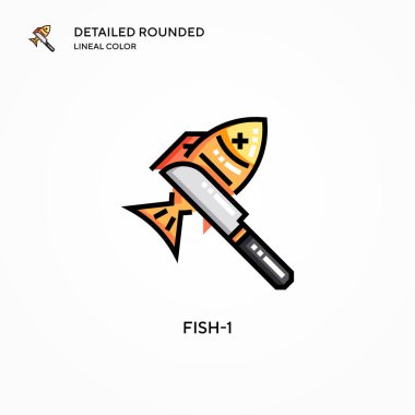 Fish-1 vektör simgesi. Modern vektör illüstrasyon kavramları. Düzenlemesi ve kişiselleştirmesi kolay.