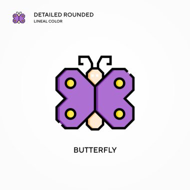 Kelebek vektör simgesi. Modern vektör illüstrasyon kavramları. Düzenlemesi ve kişiselleştirmesi kolay.