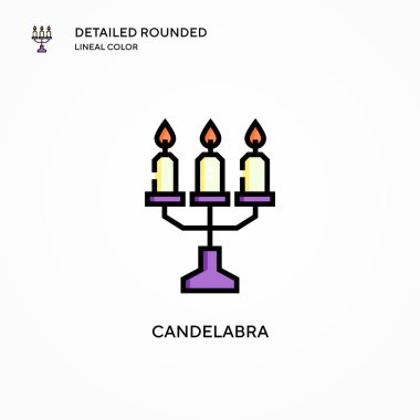 Şamdan vektör ikonu. Modern vektör illüstrasyon kavramları. Düzenlemesi ve kişiselleştirmesi kolay.